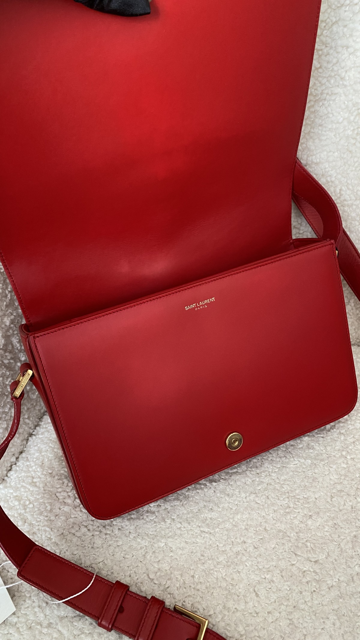 YSL Bag Saint Laurent universite flap bag in red medium size
