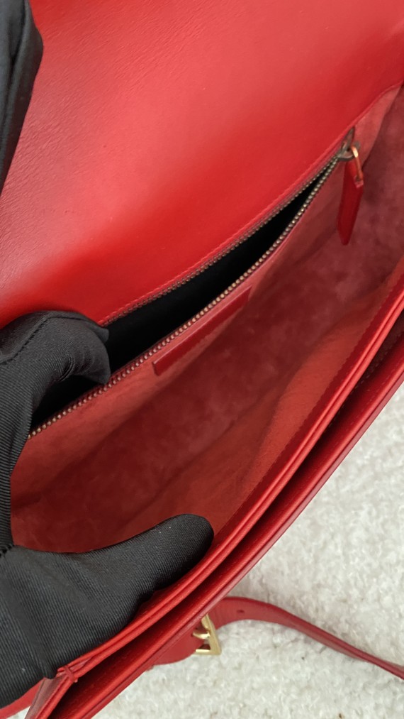 YSL Bag Saint Laurent universite flap bag in red medium size