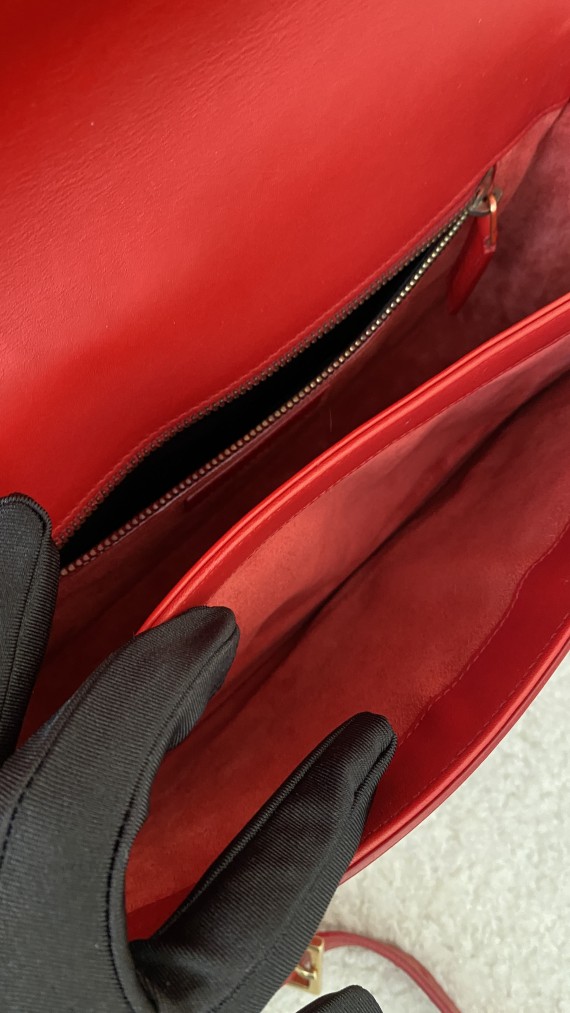 YSL Bag Saint Laurent universite flap bag in red medium size
