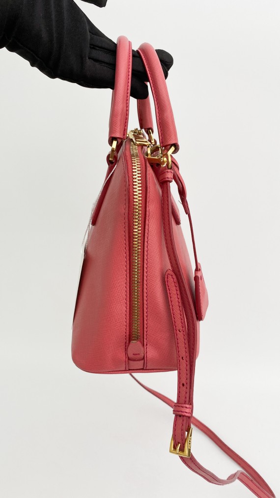 Prada Mini Saffiano Promenade Bag, Pink (Peonia)