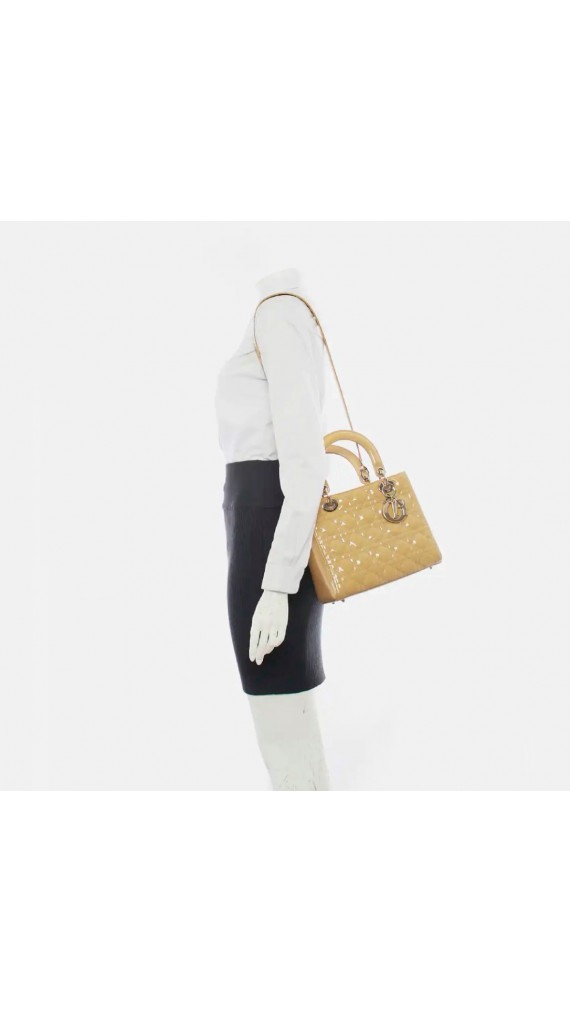 Lady Dior Size Medium Patent Leather