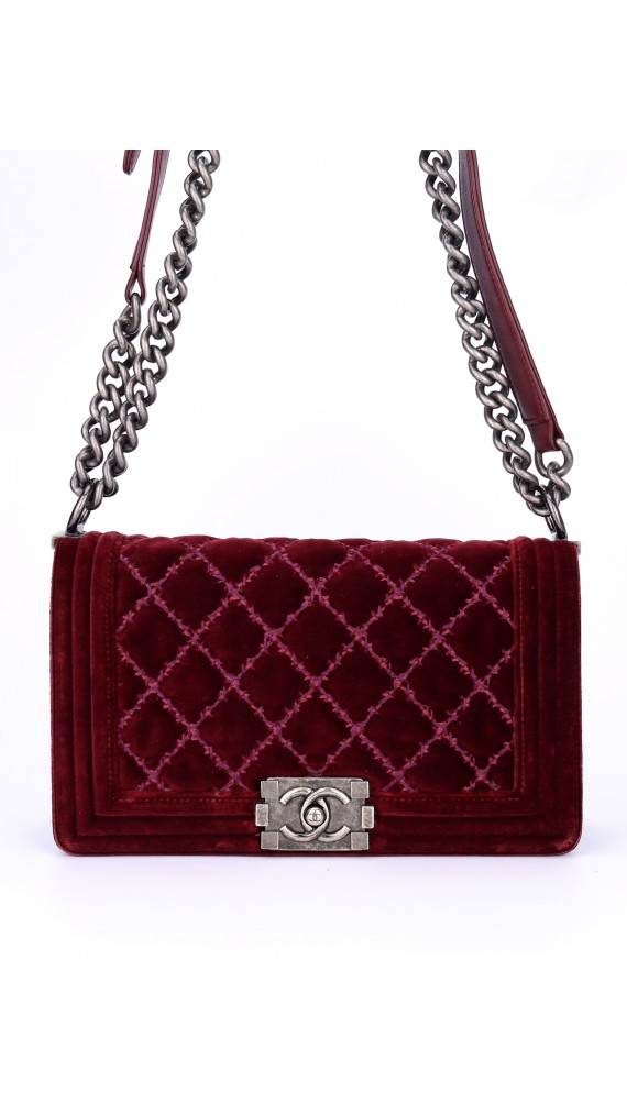 Chanel Boy Old Meidum Velvet Bag