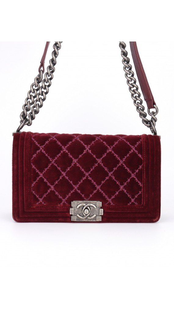 Chanel Boy Old Meidum Velvet Bag