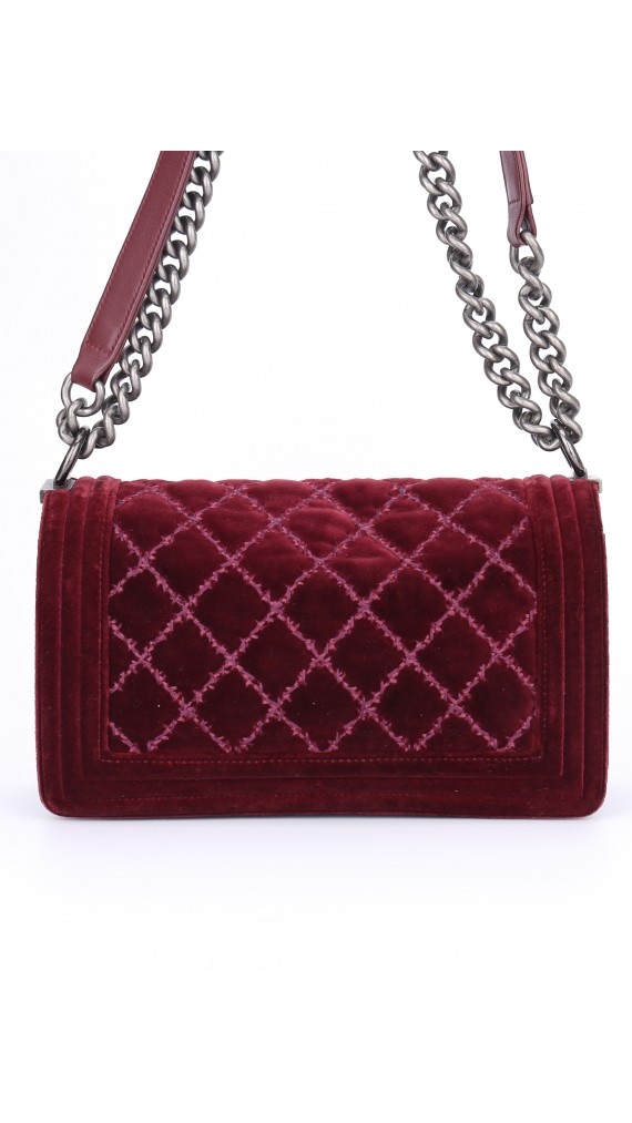 Chanel Boy Old Meidum Velvet Bag