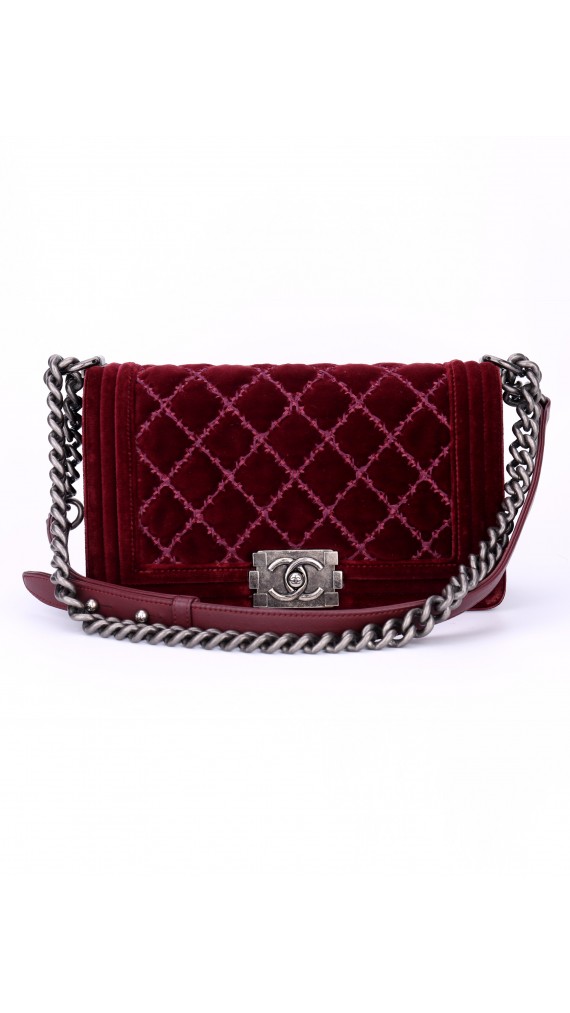 Chanel Boy Old Meidum Velvet Bag
