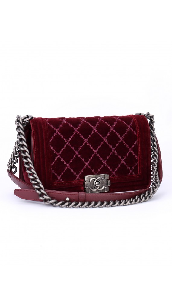 Chanel Boy Old Meidum Velvet Bag