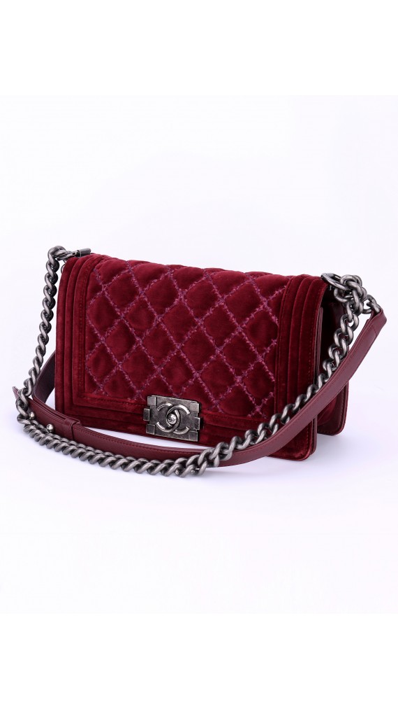 Chanel Boy Old Meidum Velvet Bag