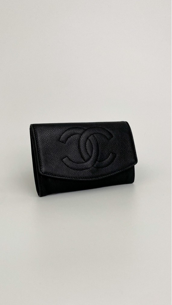 Chanel lommebok i caviar