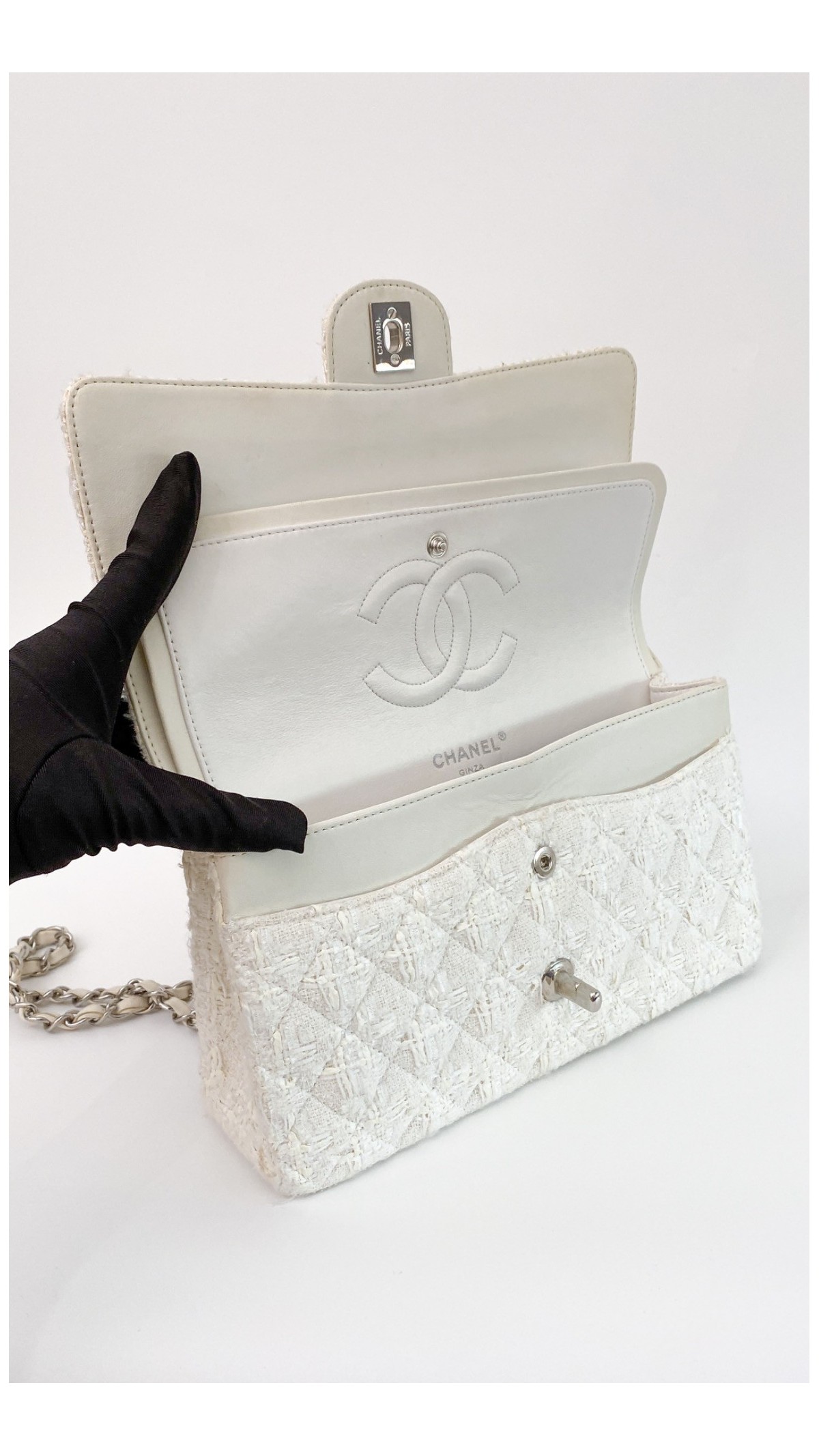 chanel white classic bag