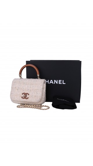 Chanel Wood Handle Tweed Bag