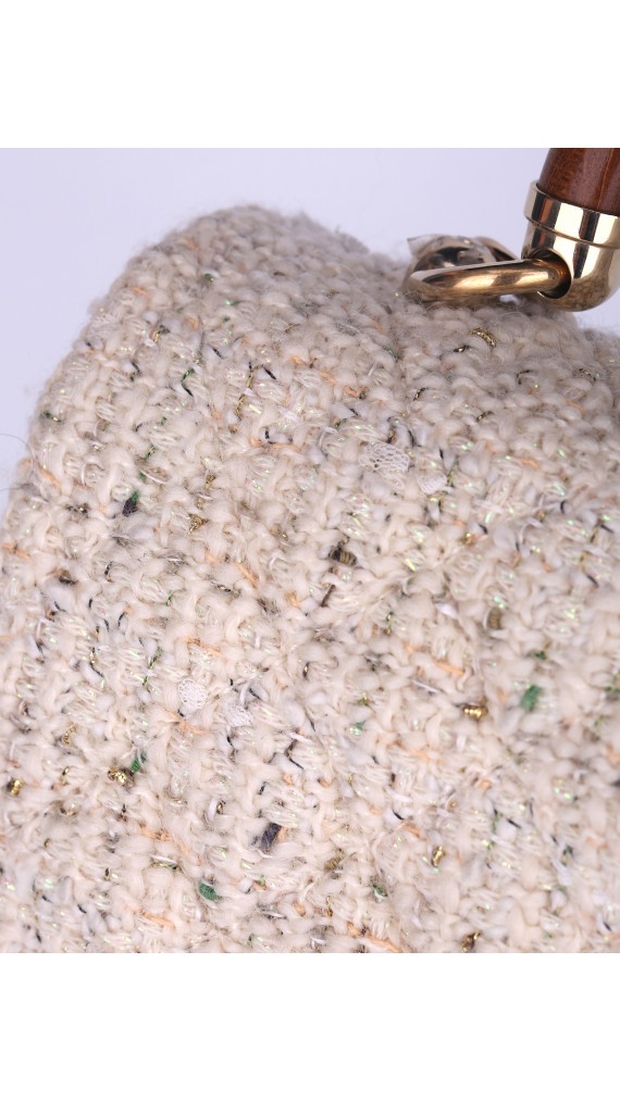 Chanel Wood Handle Tweed Bag