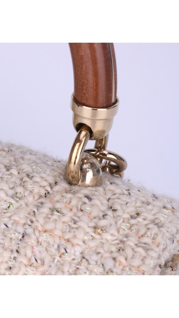 Chanel Wood Handle Tweed Bag
