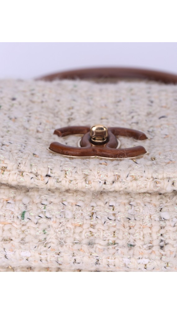 Chanel Wood Handle Tweed Bag
