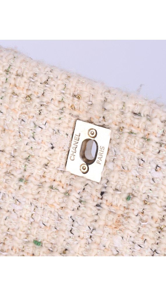 Chanel Wood Handle Tweed Bag