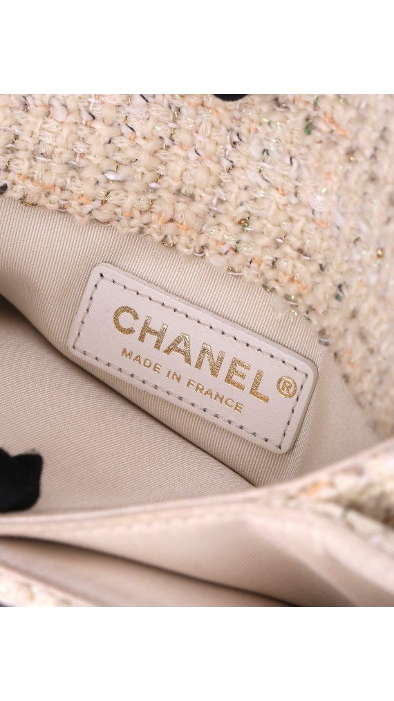 Chanel Wood Handle Tweed Bag