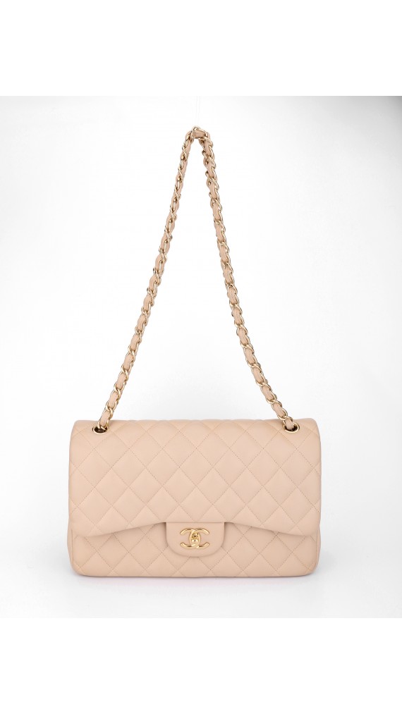 Chanel Classic Double Flap Beige Size Jumbo