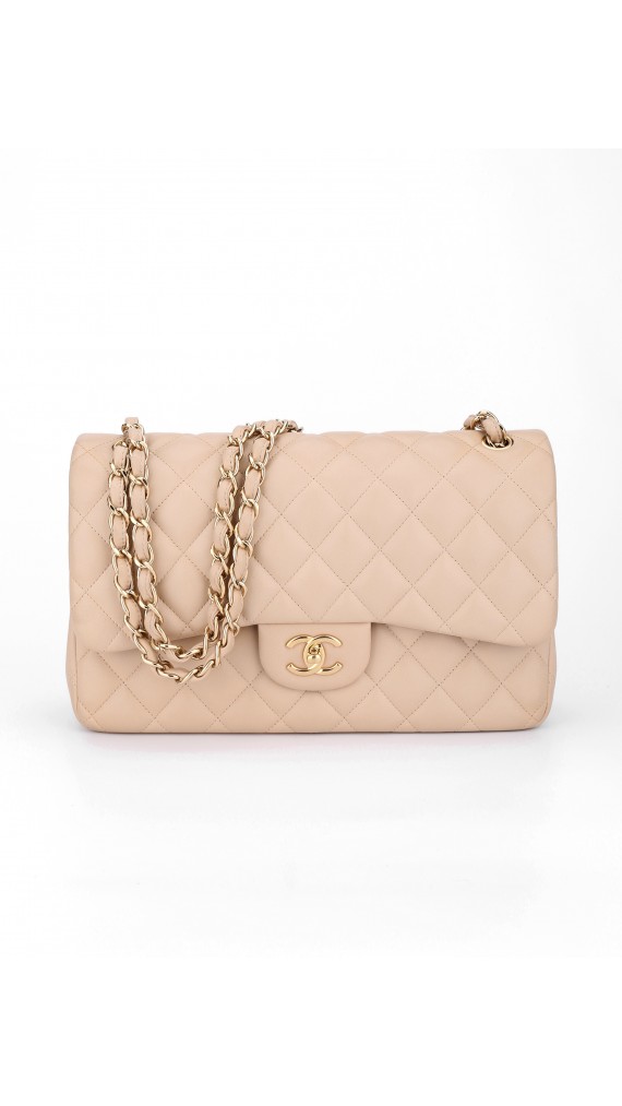 Chanel Classic Double Flap Beige Size Jumbo
