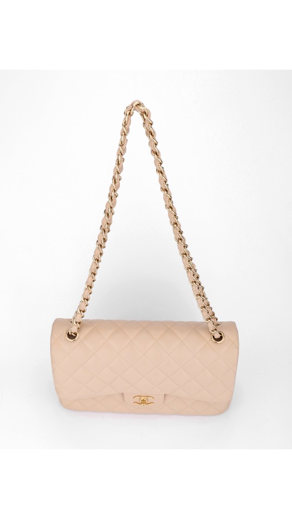 Chanel Classic Double Flap Beige Size Jumbo