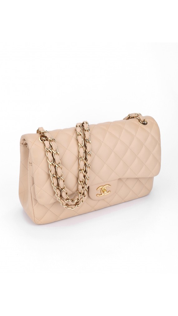Chanel Classic Double Flap Beige Size Jumbo