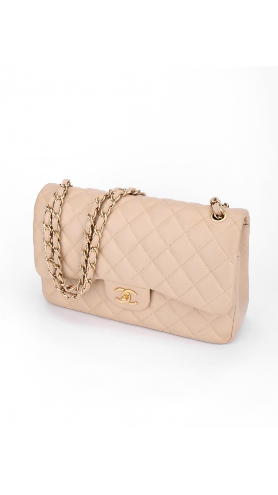 Chanel Classic Double Flap Beige Size Jumbo