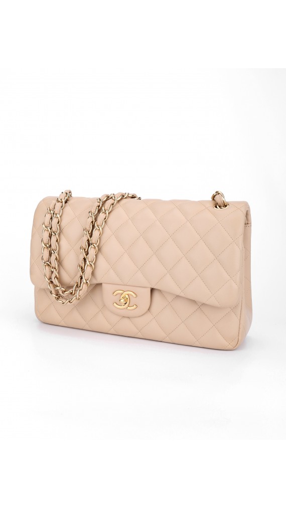 Chanel Classic Double Flap Beige Size Jumbo
