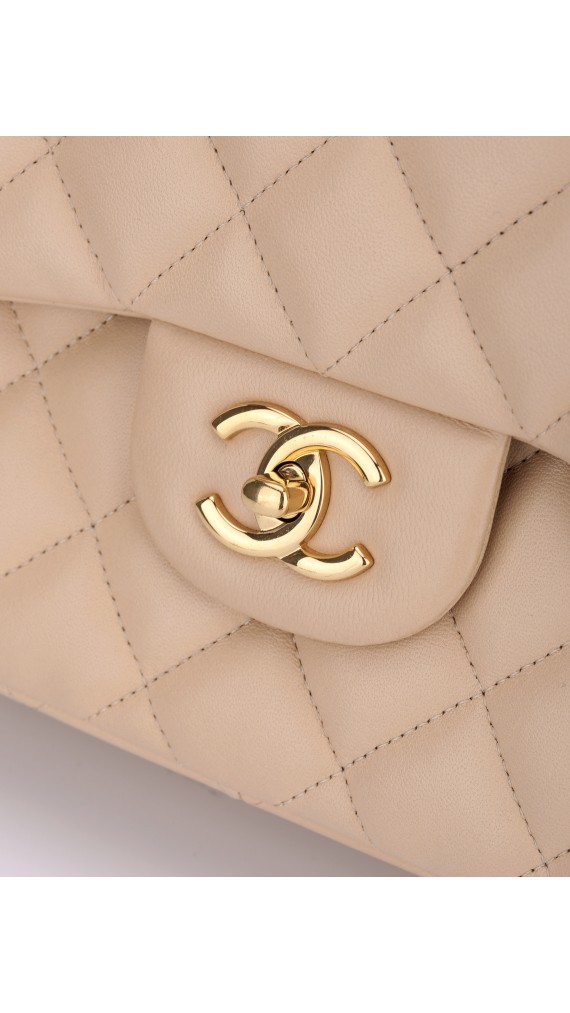 Chanel Classic Double Flap Beige Size Jumbo