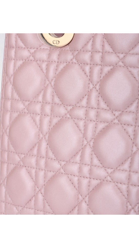 Lady Dior Medium Metallic Pink Shoulder Bag