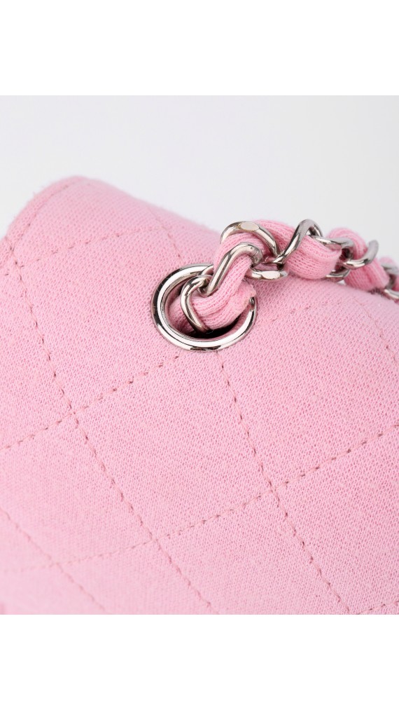 Chanel Stoff Classic Single Flap Shoulder Bag Medium