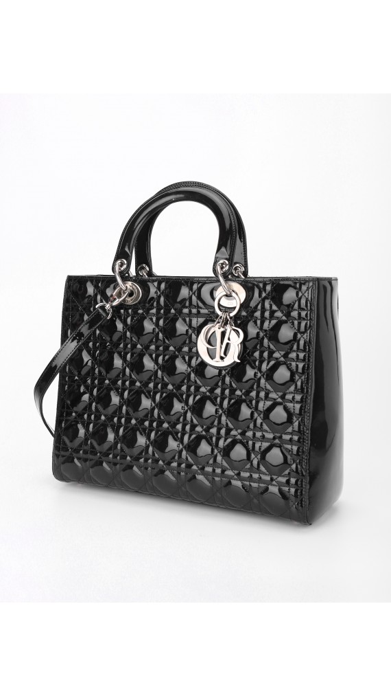 Lady Dior Patent Shoulder Bag Size Large