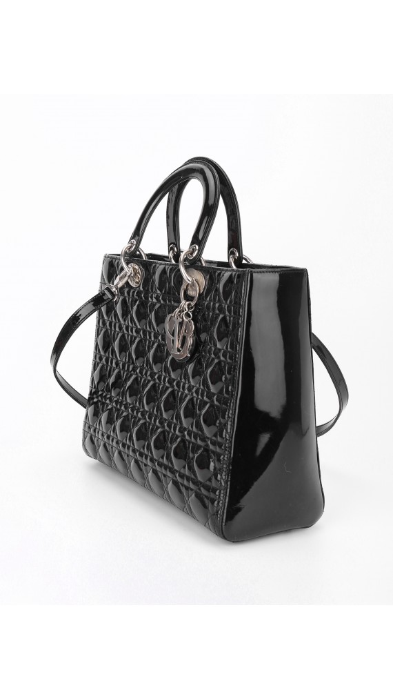 Lady Dior Patent Shoulder Bag Size Large