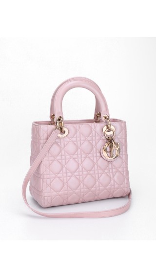 Lady Dior Medium Metallic Pink Shoulder Bag