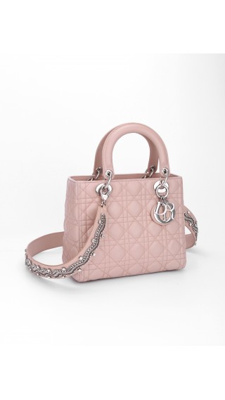 Lady Dior Lammeskinn Cannage Medium Beige