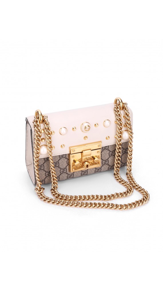 Gucci Pearl Studded Padlock Shoulder Bag