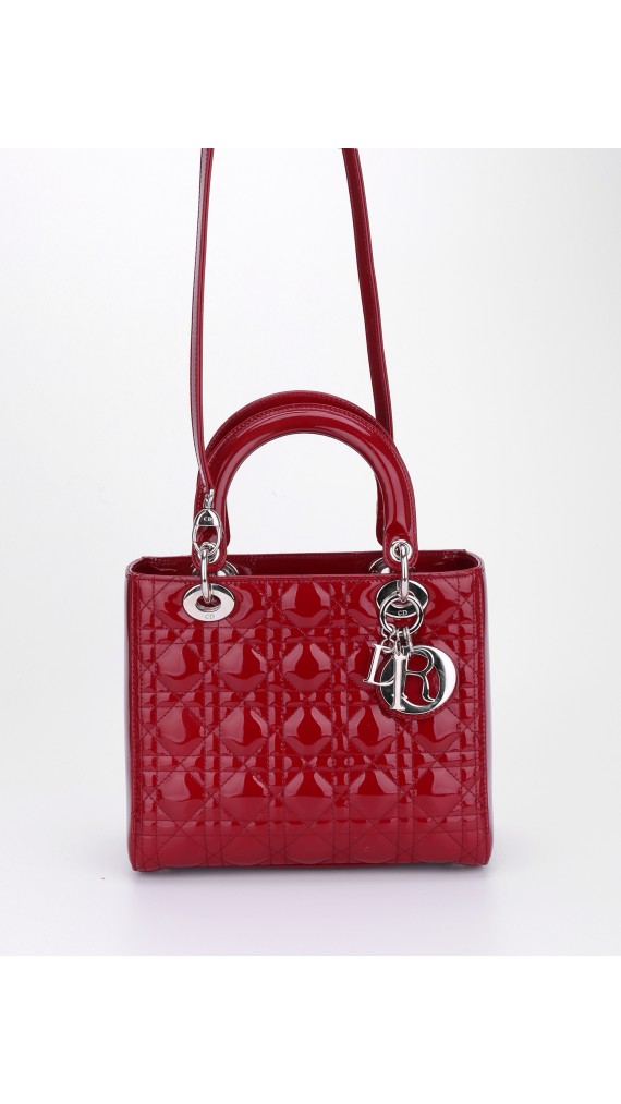 Lady Dior Patent Shoulder Bag Medium