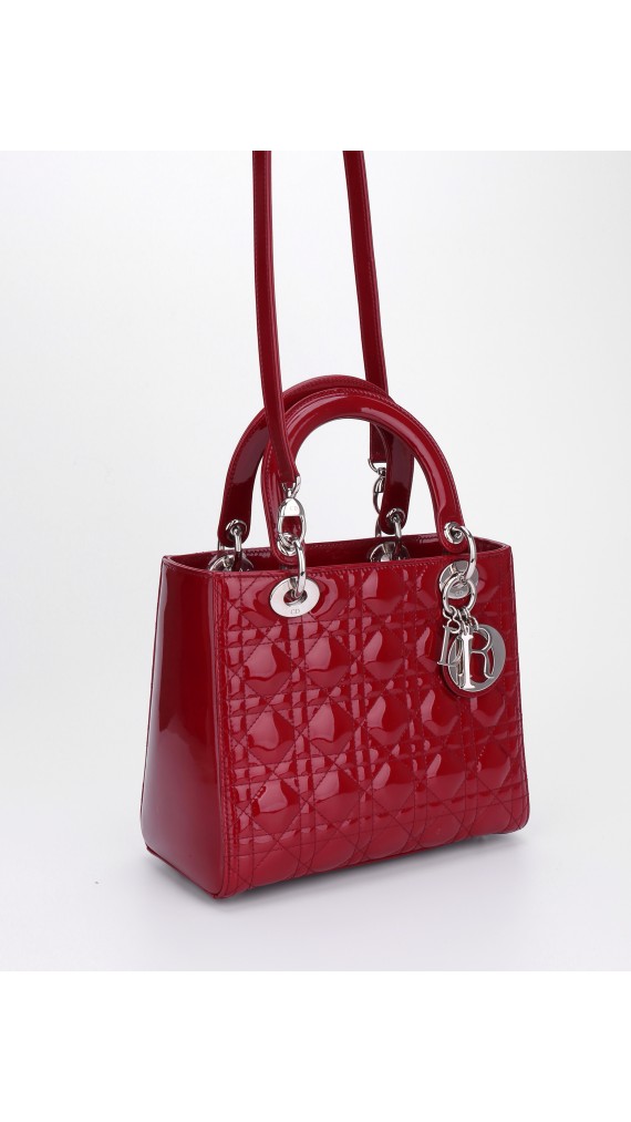 Lady Dior Patent Shoulder Bag Medium