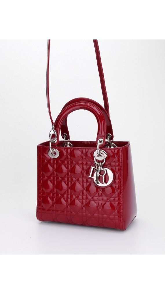 Lady Dior Patent Shoulder Bag Medium