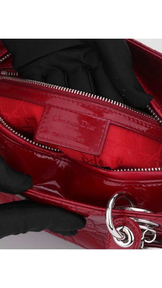 Lady Dior Patent Shoulder Bag Medium