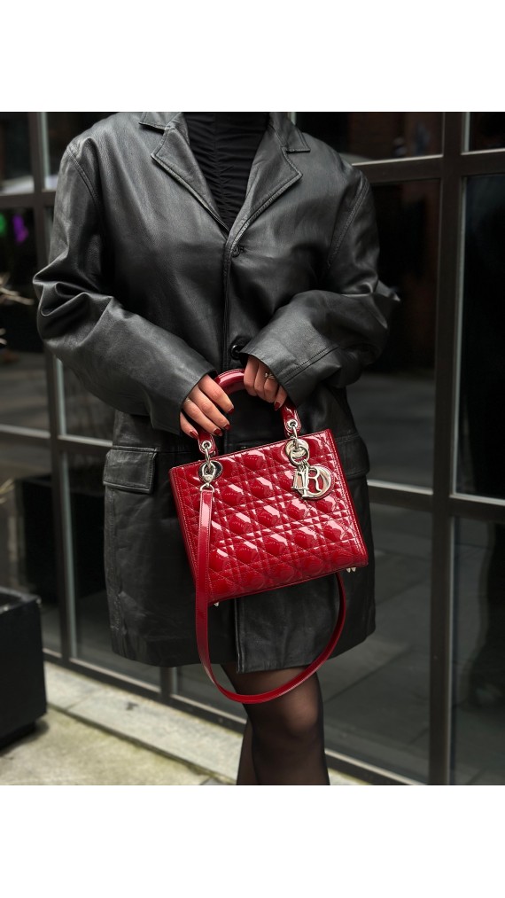 Lady Dior Patent Shoulder Bag Medium