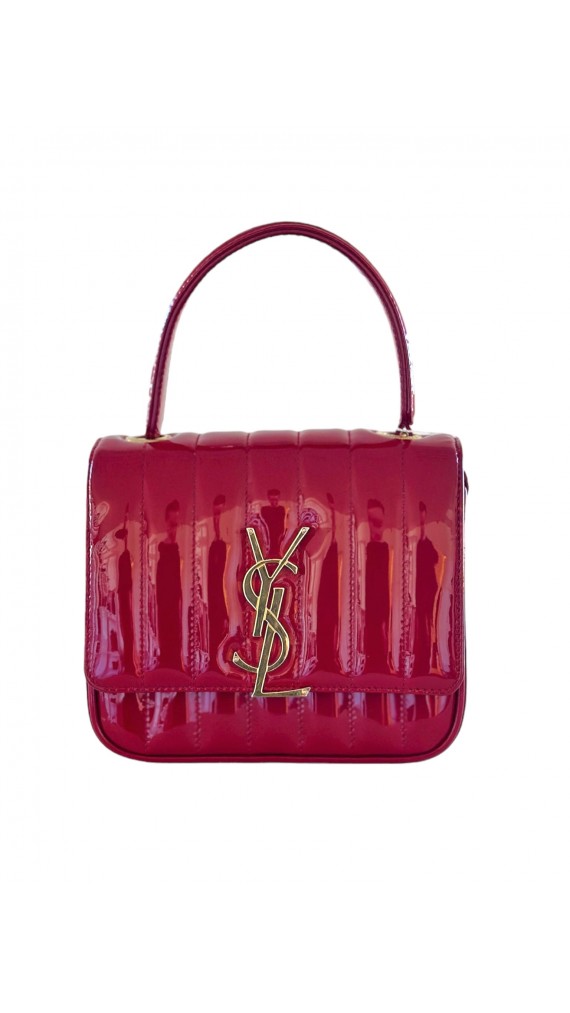 YSL Vicky small quilted patent-leather shoulder bag