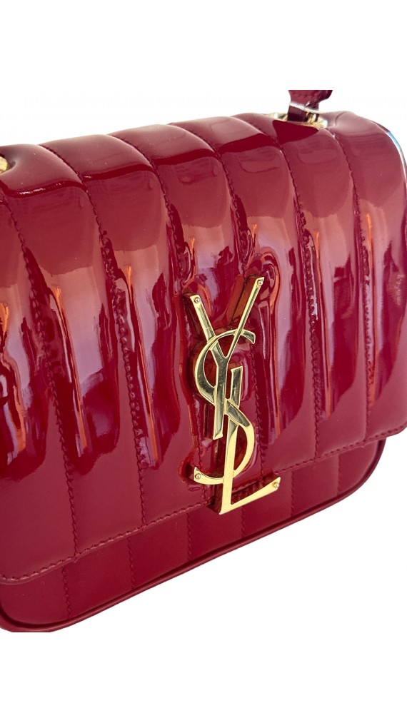 YSL Vicky small quilted patent-leather shoulder bag
