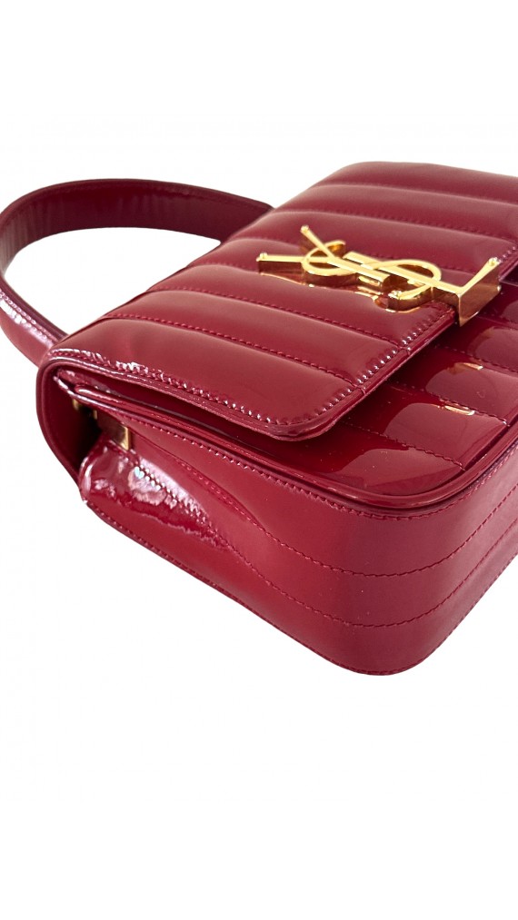 YSL Vicky small quilted patent-leather shoulder bag