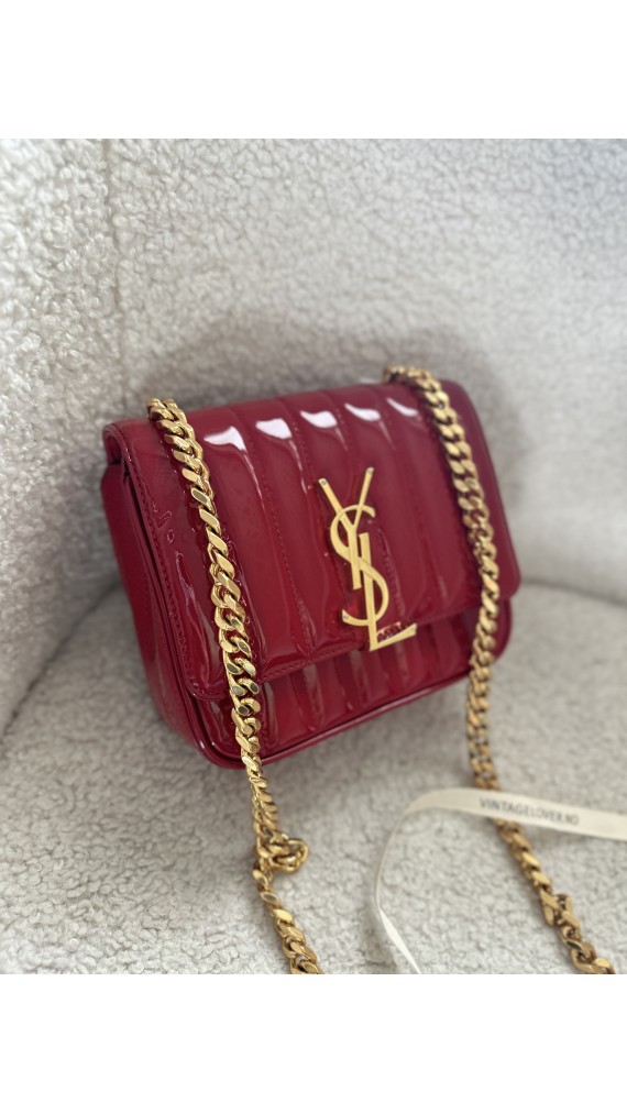 YSL Vicky small quilted patent-leather shoulder bag