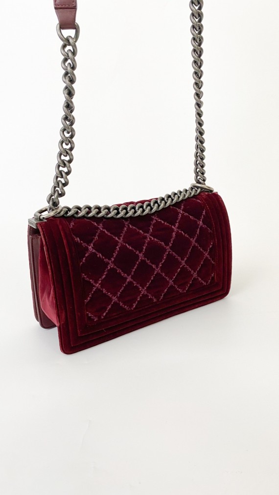 Chanel Boy Old Meidum Velvet Bag