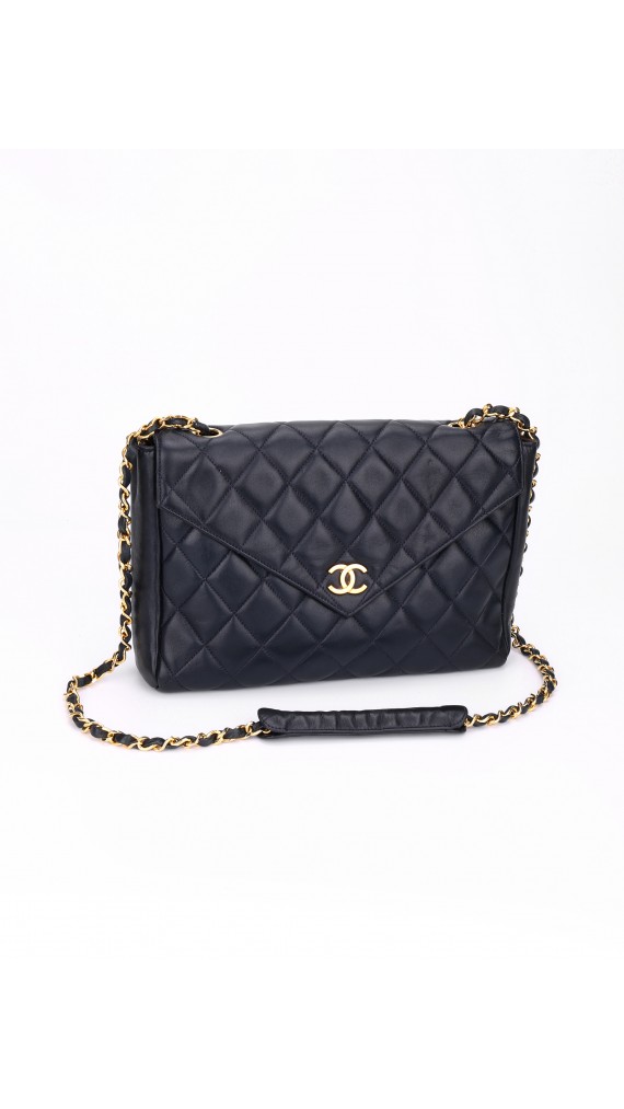 Vintage Chanel Soft Shoulder Bag CC Mørkeblå