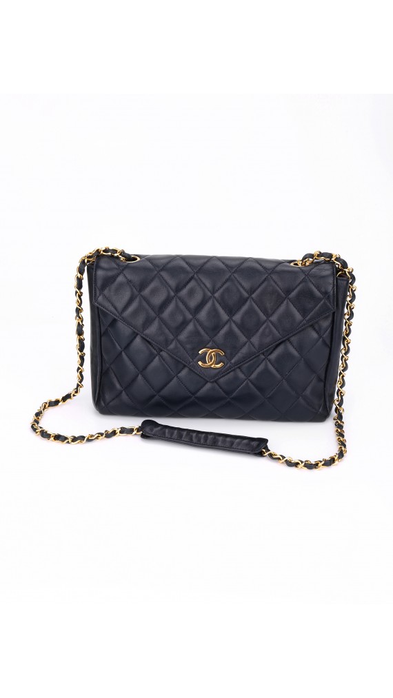 Vintage Chanel Soft Shoulder Bag CC Mørkeblå