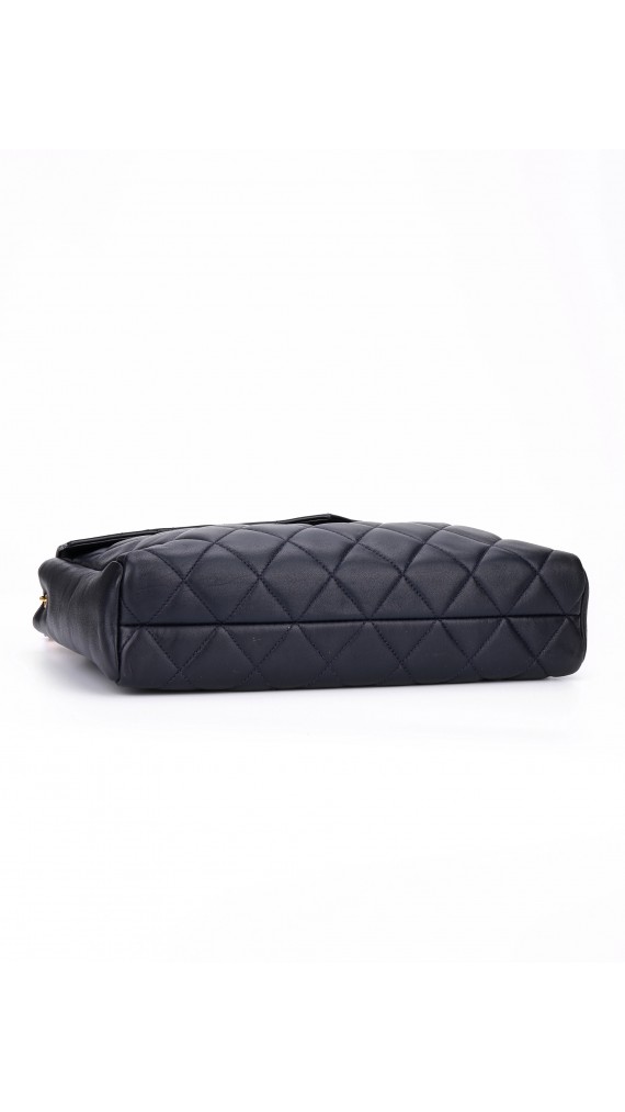 Vintage Chanel Soft Shoulder Bag CC Mørkeblå