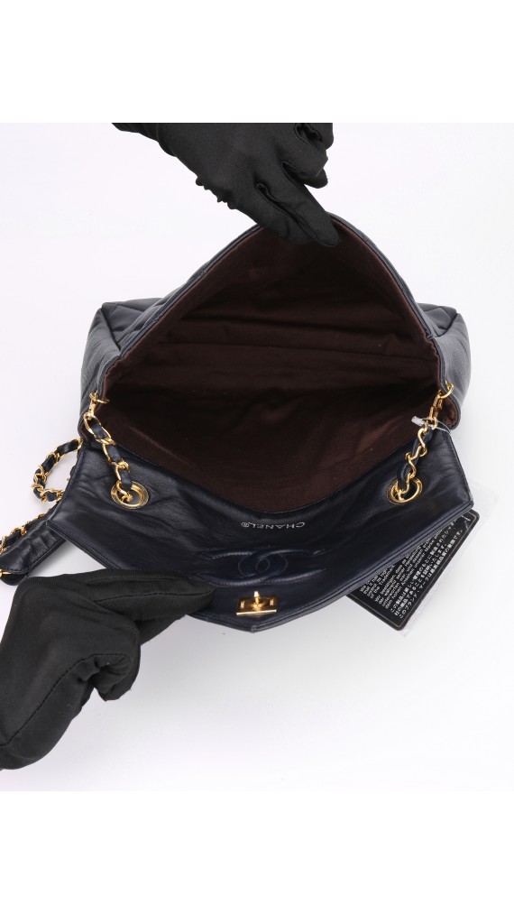 Vintage Chanel Soft Shoulder Bag CC Mørkeblå
