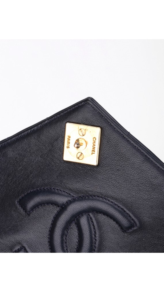 Vintage Chanel Soft Shoulder Bag CC Mørkeblå