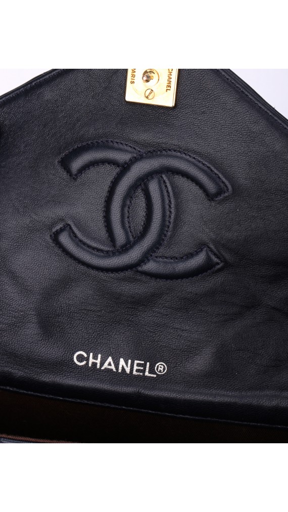 Vintage Chanel Soft Shoulder Bag CC Mørkeblå