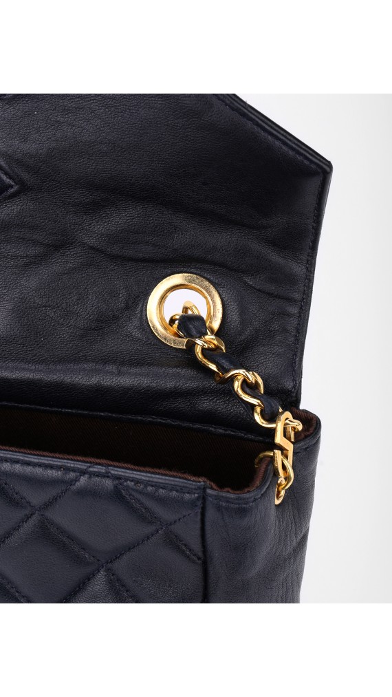 Vintage Chanel Soft Shoulder Bag CC Mørkeblå